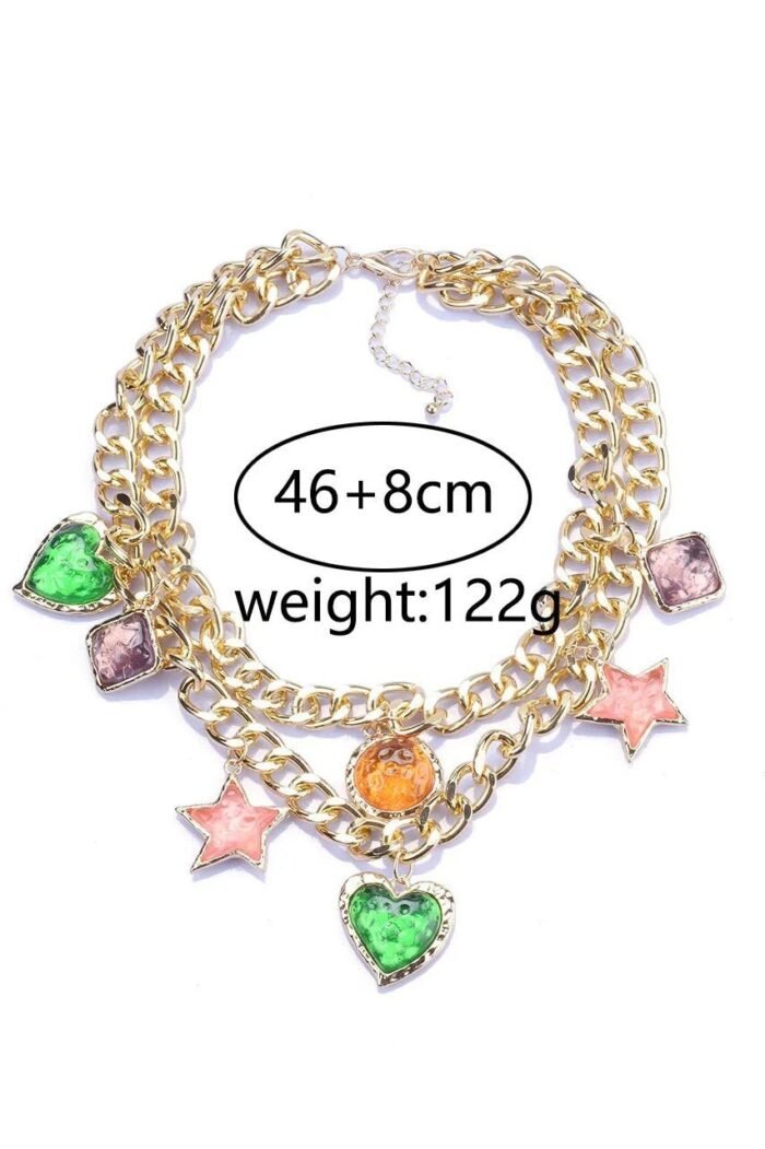 Metallic Vintage Gem Pendant Necklace - Image 4