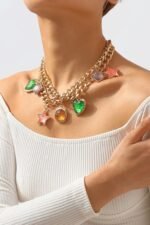 Metallic Vintage Gem Pendant Necklace - Image 2