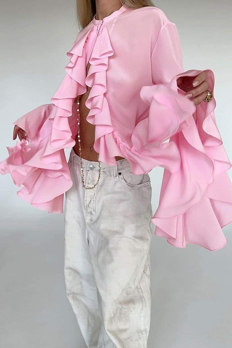 michelle-semi-sheer-ruffle-blouse-st00603292577-pink-s-sunfere-735076 Michelle Semi-sheer Ruffle Blouse - Image 1