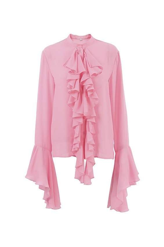 michelle-semi-sheer-ruffle-blouse-st00603292577-pink-s-sunfere-814158 Michelle Semi-sheer Ruffle Blouse - Image 5