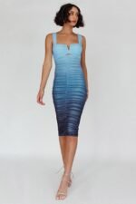 Nelly Printed Gathered Mesh Midi Dress - Image 2