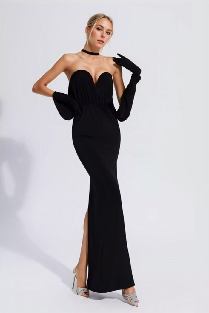 Octavia Strapless Draped Gloved Maxi Dress - Image 4