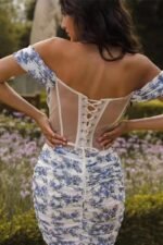 Odelette Printed Off-shoulder Corset Mini Dress - Image 3