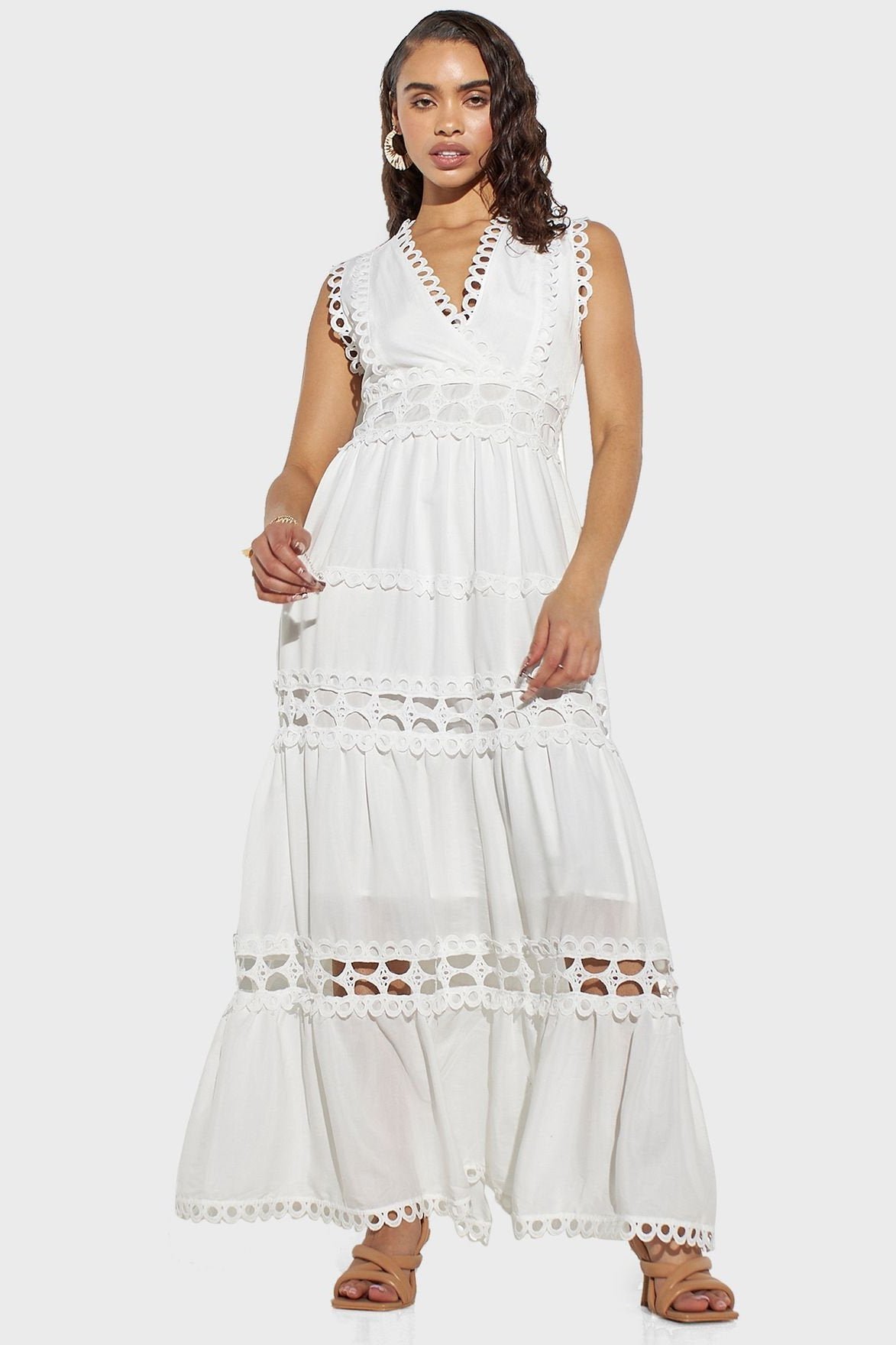 odelia-v-neck-lace-maxi-dress-sd00209121399-white-s-sunfere-475015 Odelia V-neck Lace Maxi Dress - Image 1