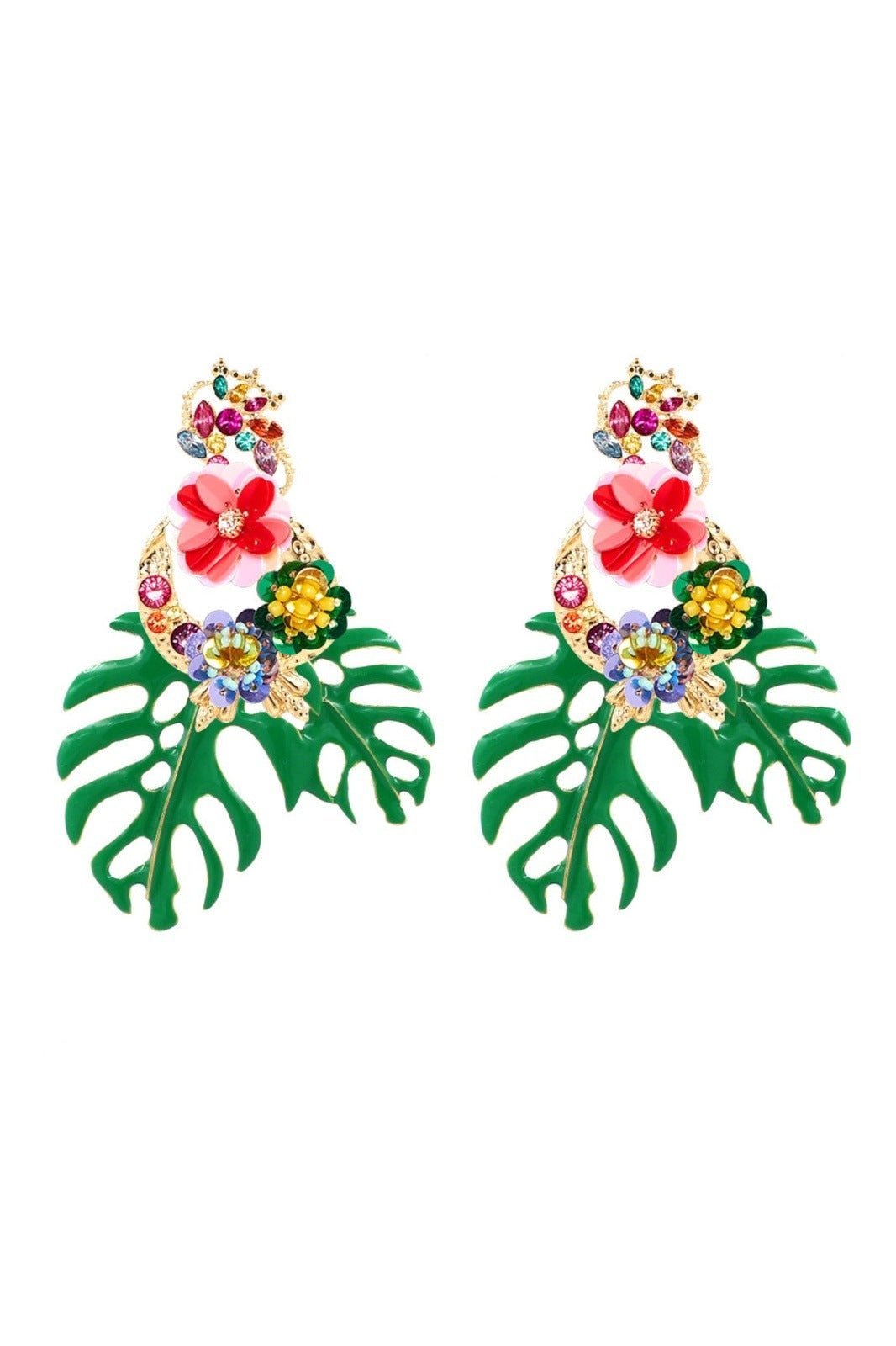 palm-tree-flower-decored-earrings-sa00207311087-green-sunfere-667068 Palm Tree Flower Decored Earrings - Image 1