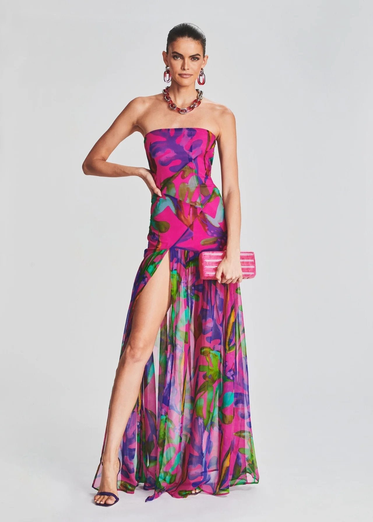 pam-printed-strapless-slit-maxi-dress-sd0020621553-hot-pink-s-sunfere-890694 Pam Printed Strapless Slit Maxi Dress - Image 1