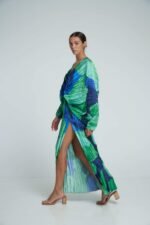Pamela Printed Plisse Maxi Kaften Dress - Image 6