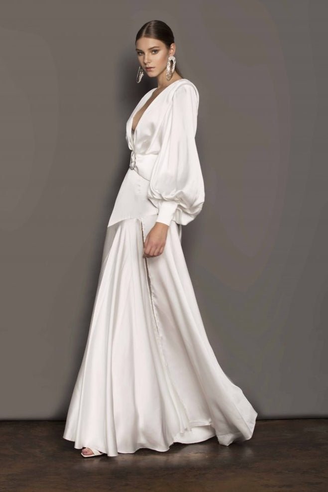 phoebe-v-neck-belted-slit-maxi-dress-sd00209171513-white-xs-sunfere-491012 Phoebe V-neck Belted Slit Maxi Dress - Image 2