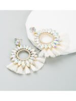 Naomi Sunflower Shape Diamante Tassel Earrings - Image 5