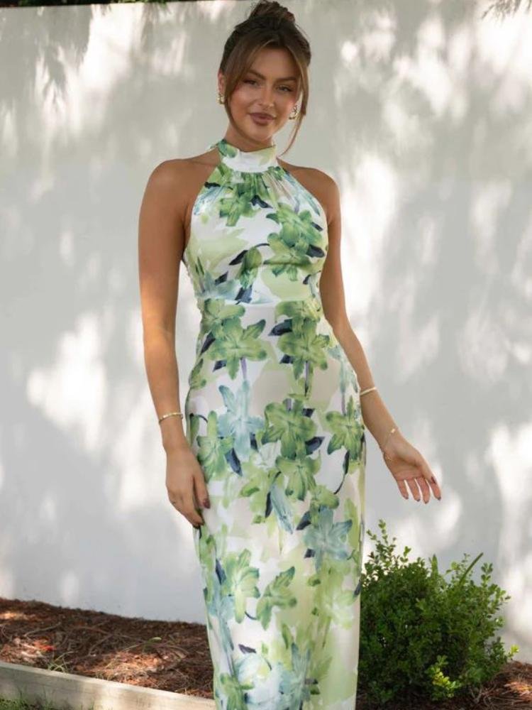 png_5e156e2c-804c-473e-9046-62dab384cfbc Gill Printed Halterneck Backless Satin Midi Dress - Image 4