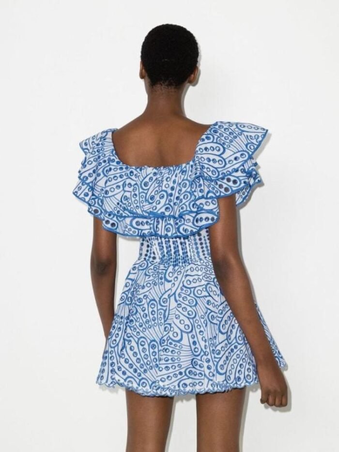 Dolly Embroidered Lace Ruffle Bodice Flare Mini Dress - Image 9