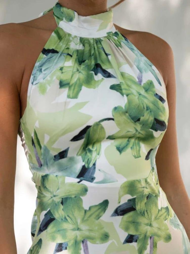 png_cadd44ae-aed5-40fe-bb2d-1d4ef7e15143 Gill Printed Halterneck Backless Satin Midi Dress - Image 7