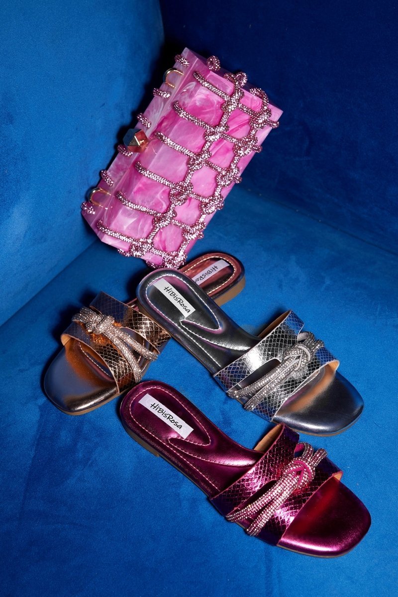 renee-rhinestone-knot-sandals-ssh00603282563-hot-pink-37-sunfere-822567 Renee Rhinestone Knot Sandals - Image 1