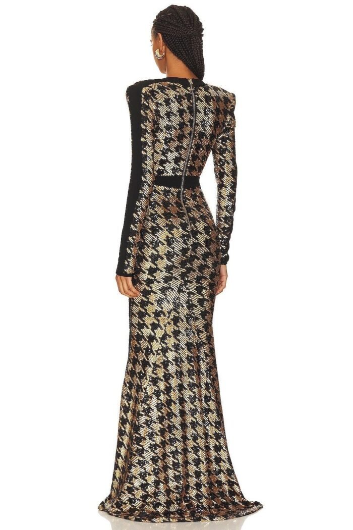 Rosalie Sequins Houndstooth Maxi Dress - Image 3