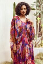 Sabrina Abstract Batwing Sleeve Midi Dress - Image 5