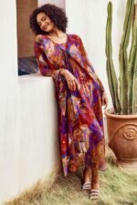 Sabrina Abstract Batwing Sleeve Midi Dress - Image 3