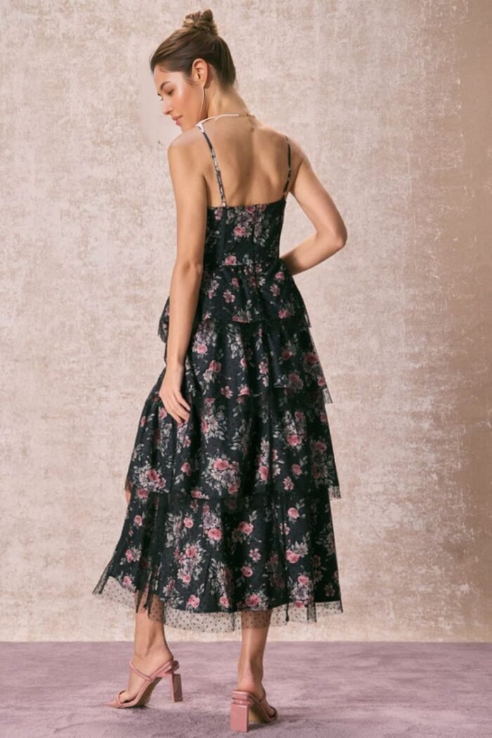 Sabrina Floral Tiered Slit Midi Dress - Image 7