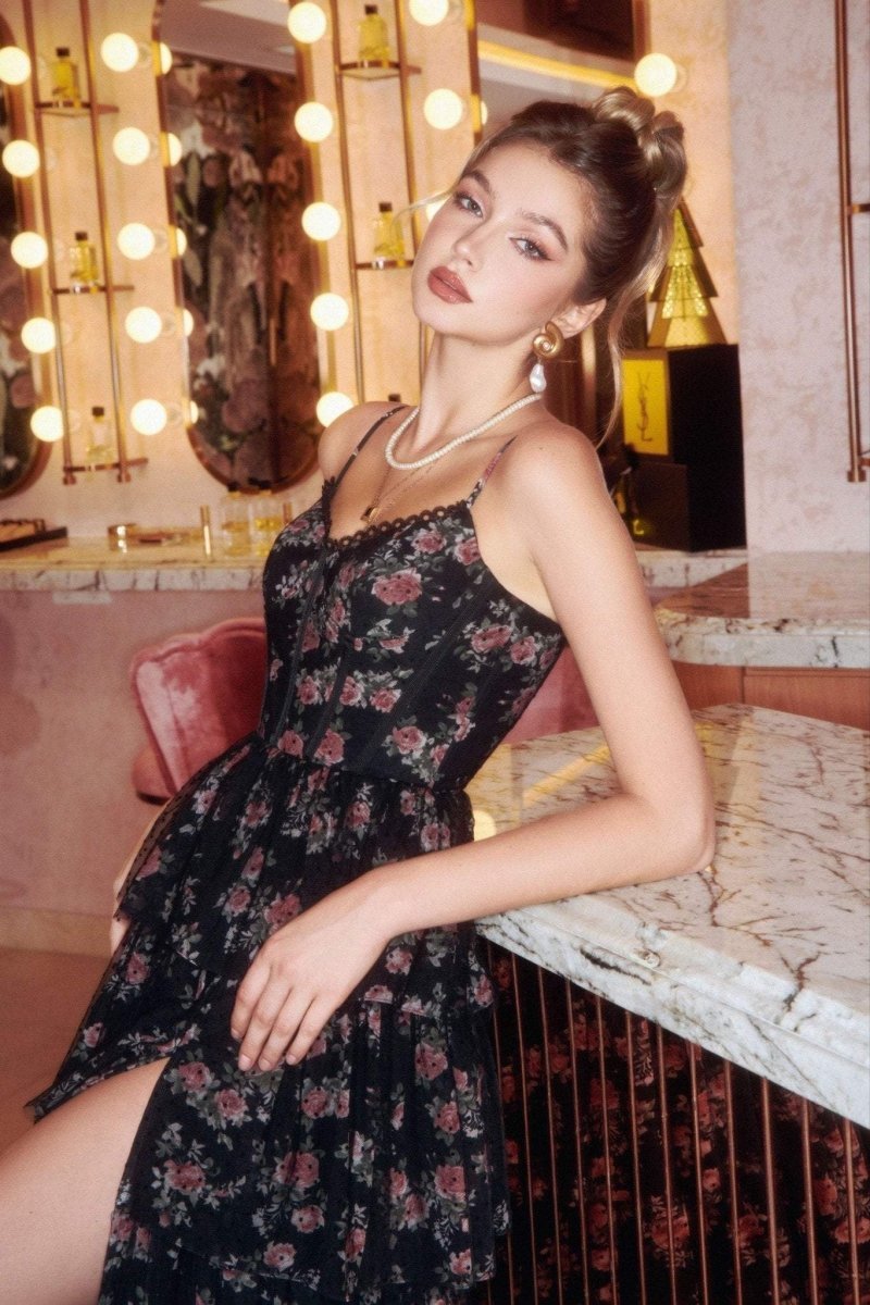 sabrina-floral-tiered-slit-midi-dress-sd00603152437-black-s-sunfere-702378 Sabrina Floral Tiered Slit Midi Dress - Image 4
