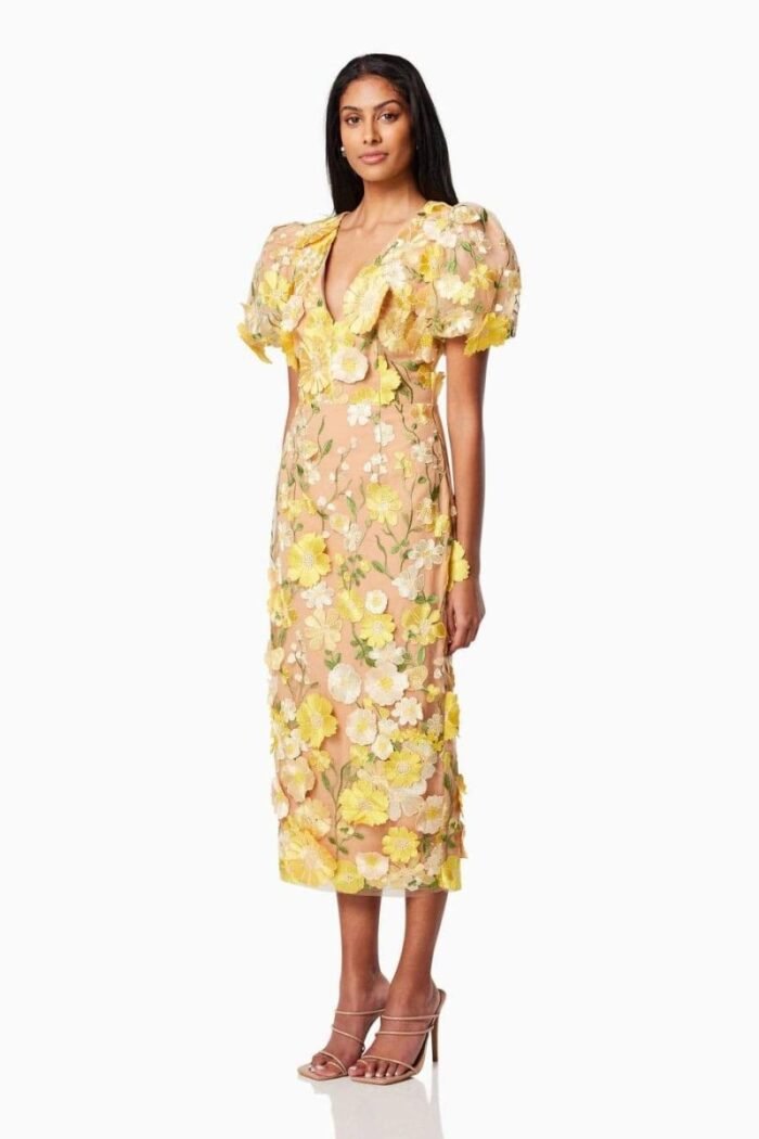 Sally V-neck Floral Midi Dress - Image 4