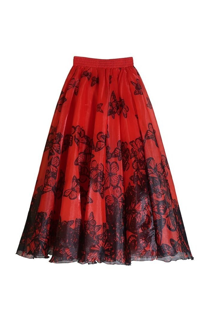Samantha Butterfly Print Organza Midi Skirt - Image 7