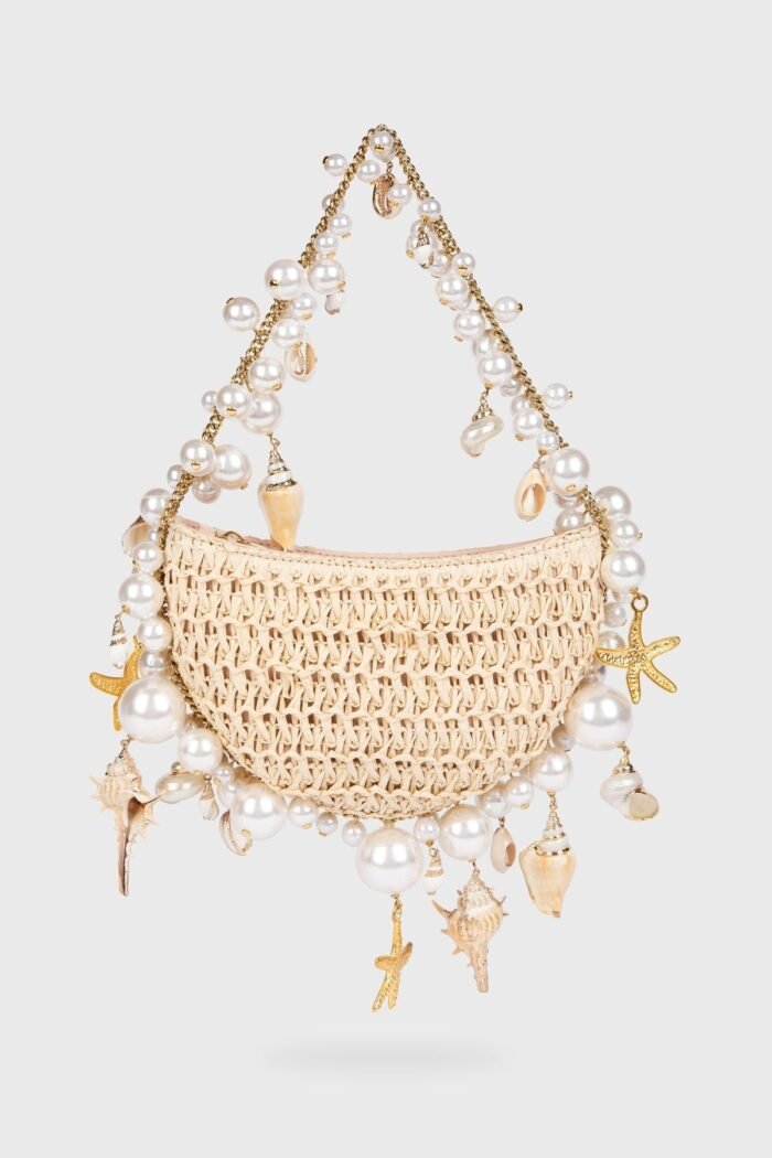 Sea Wonder Pearl Straw Hobo Bag - Image 1
