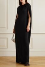 Shona Gathered Cape Crepe Maxi Dress - Image 3
