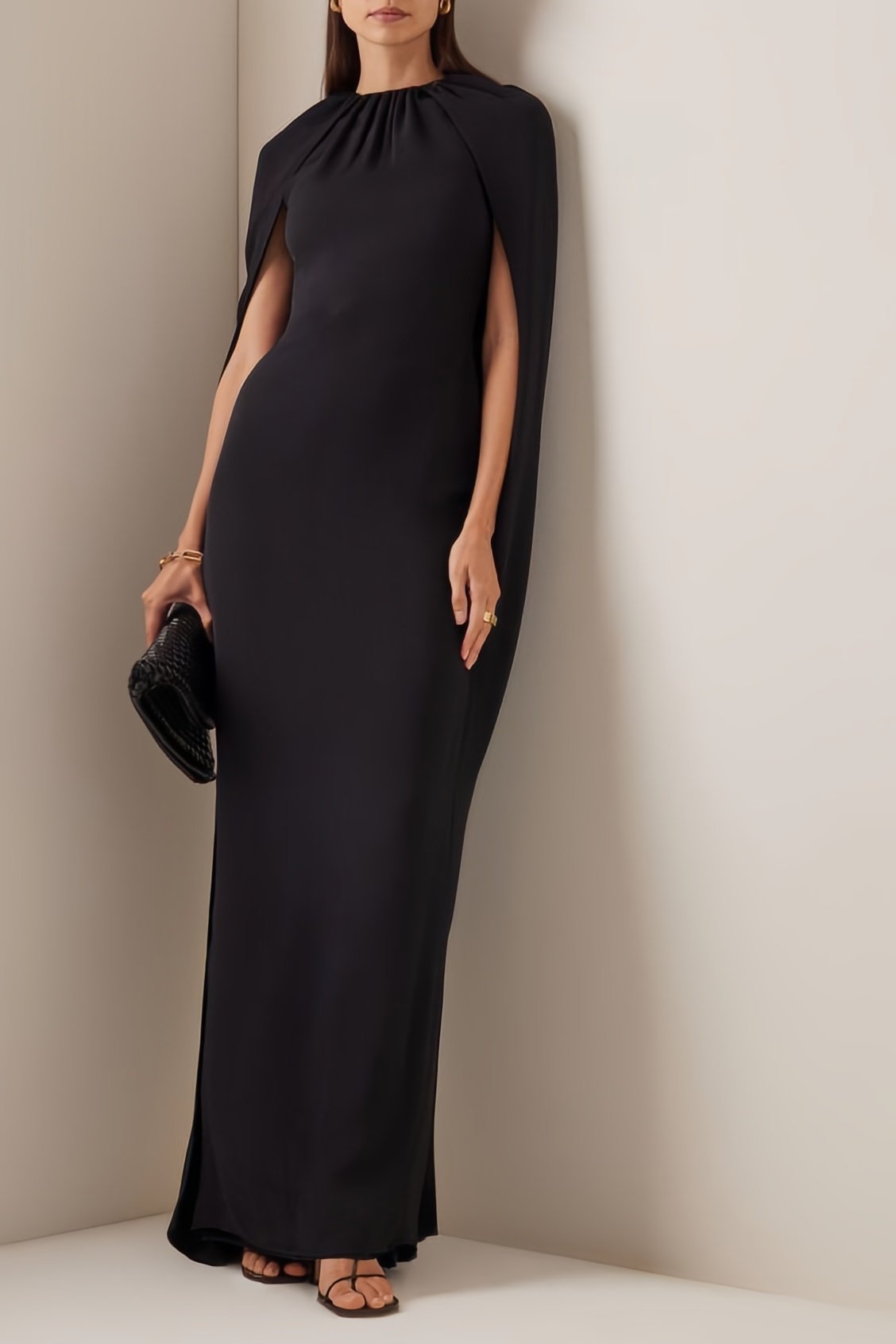 shona-gathered-cape-crepe-maxi-dress-sd00211171932-black-xs-sunfere-731951 Shona Gathered Cape Crepe Maxi Dress - Image 1