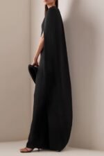 Shona Gathered Cape Crepe Maxi Dress - Image 2