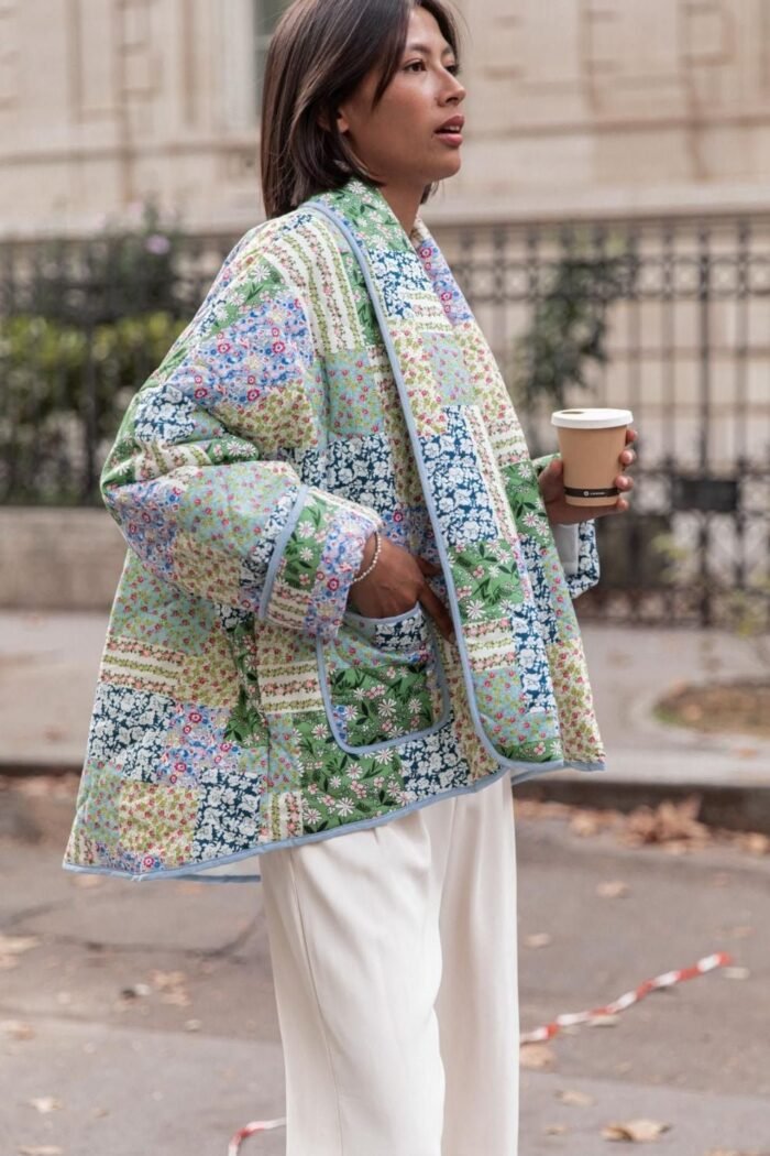 Teagan Patchwork Floral Print Quilted Puffer Jacket - Image 12