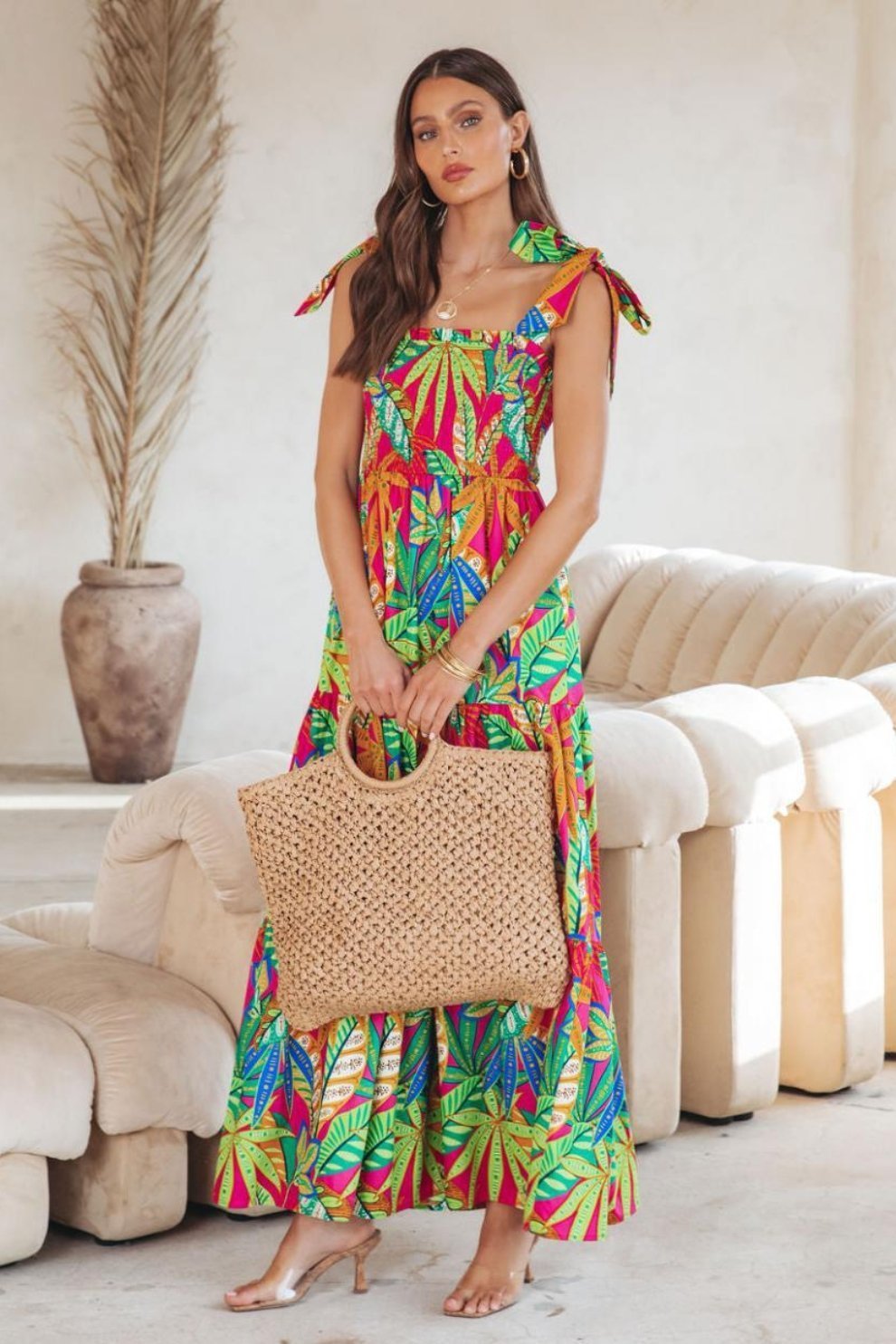 thirza-printed-bow-tie-shirred-maxi-dress-sd0020706770-green-s-sunfere-929406 Thirza Printed Bow-tie Shirred Maxi Dress - Image 7