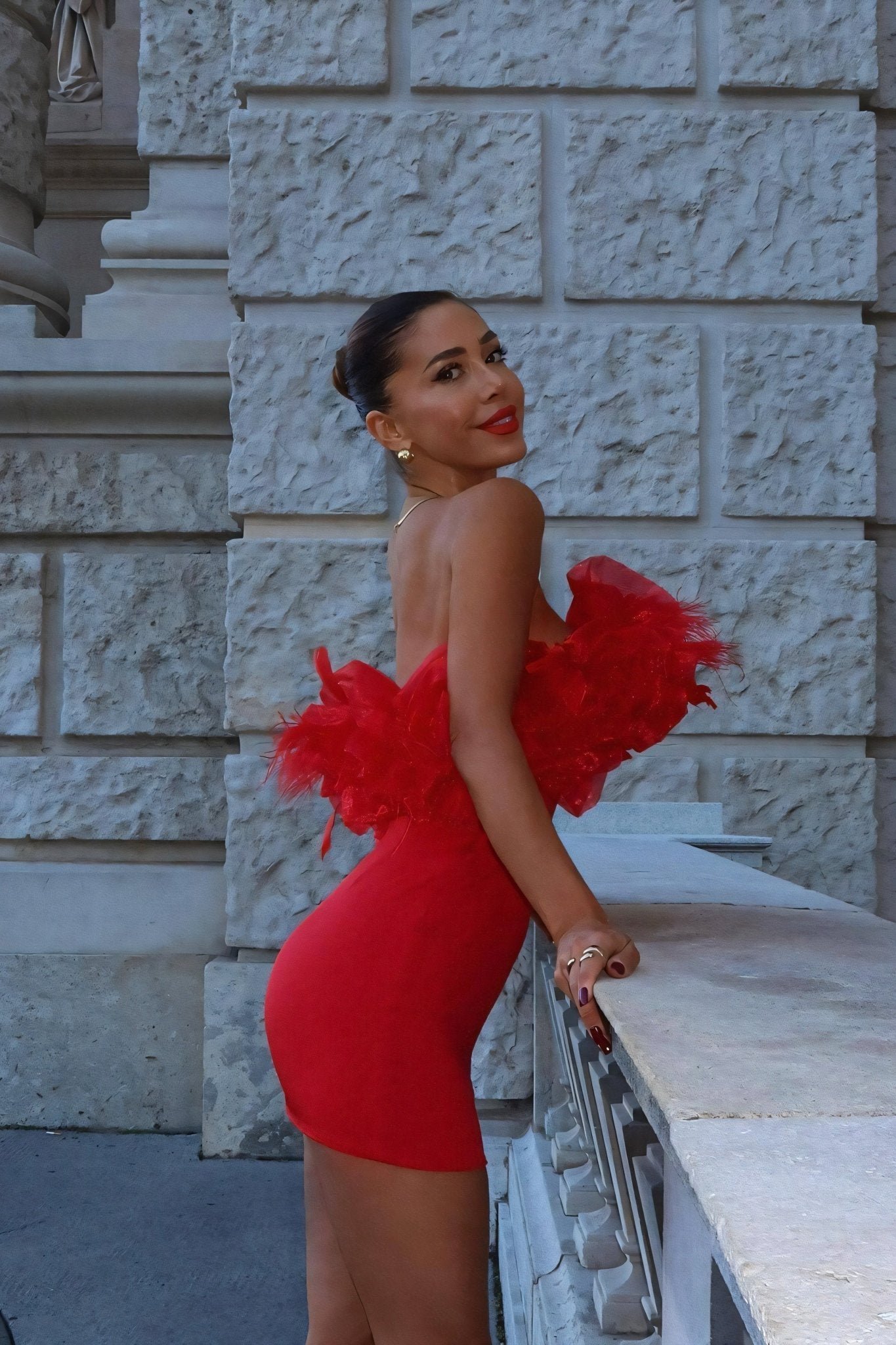 truda-feather-off-shoulder-mini-dress-sd00211201931-red-s-sunfere-553475 Truda Feather Off-shoulder Mini Dress - Image 3