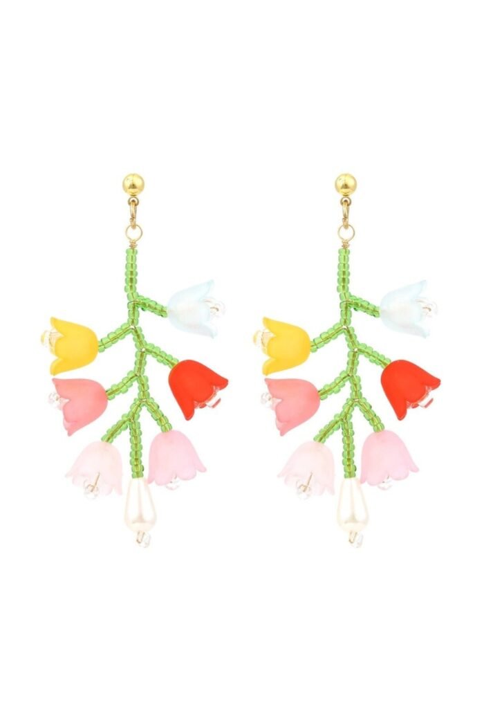 Tulip Beaded Drop Earrings - Image 1