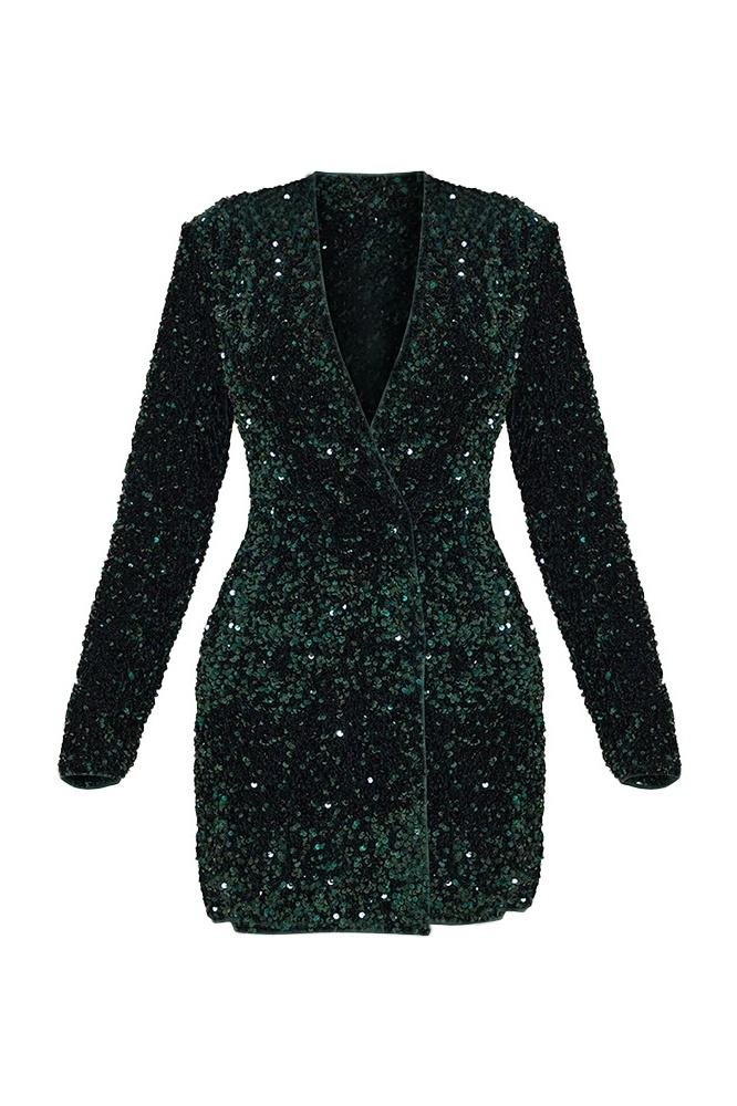 yedda-v-neck-sequins-blazer-mini-dress-sd00212062022-green-s-sunfere-720987 Yedda V-neck Sequins Blazer Mini Dress - Image 5