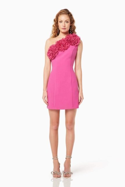 Cecilia Flower One-shoulder Mini Dress