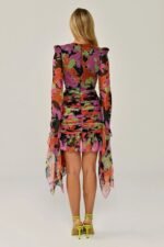 Debby Printed Flare Sleeves Mini Chiffon Dress - Image 6