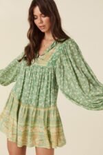 Ina Splice Printed Mini Peasant Dress - Image 3