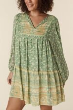 Ina Splice Printed Mini Peasant Dress - Image 4