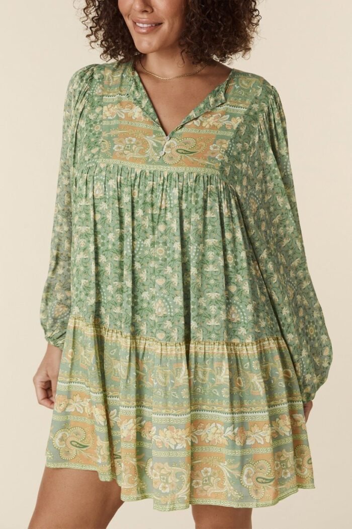 Ina Splice Printed Mini Peasant Dress - Image 4