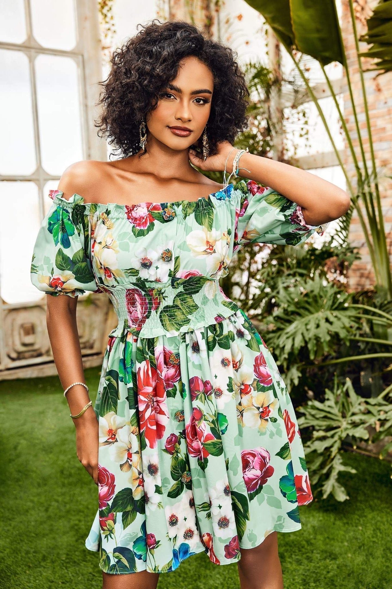 ivy-printed-shirred-bodice-flare-mini-dress-sd00202262320-multi-s-sunfere-801547.jpg Ivy Printed Shirred Bodice Flare Mini Dress - Image 3