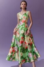 Janey Printed Sweetheart A-line Midi Dress - Image 3
