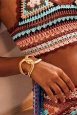 Metallic Textured Geometric Bracelet - Image 2