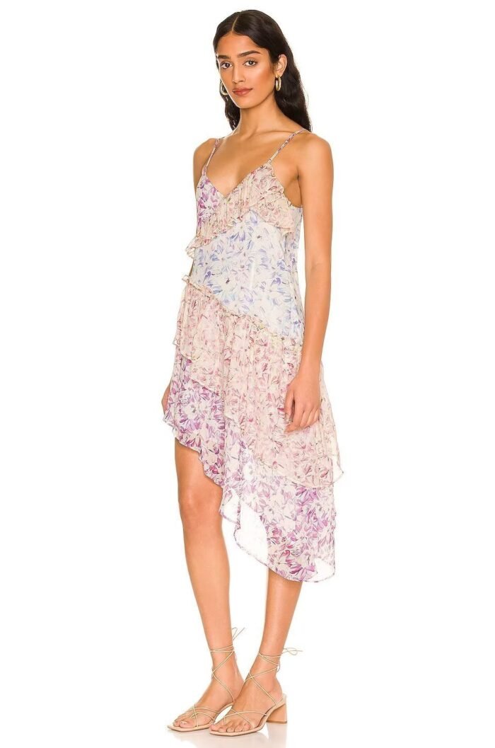 Samatha Printed Patchwork Ruffle Mini Slip Dress - Image 3